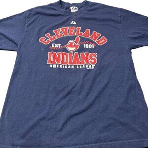 Vintage Majestic Cleveland Indians Baseball T Shirt Size Large